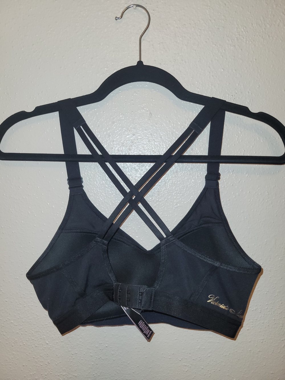 Victoria's Secret Sport VSX Black Crisscross Strappy Wireless Sports Bra 32D - Picture 4 of 7